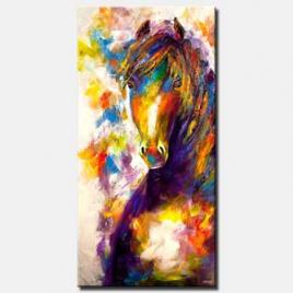 modern colorful horse painting palette knife abstract