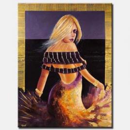 woman figure painting gold heavy texture impasto paint