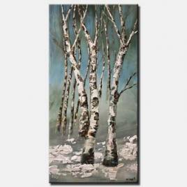 abstract birch trees painting modern palette knife