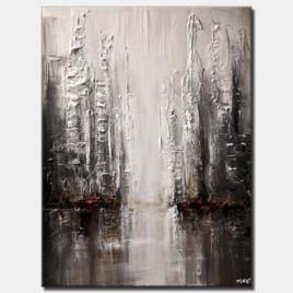 silver abstract city painting modern palette knife