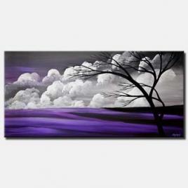 purple gray tree painting abstract landscape