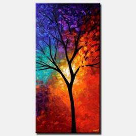 canvas print of vertical colorful landscape tree