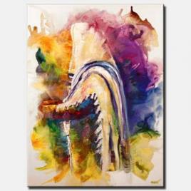 canvas print of jewish rabbi during morning pray
