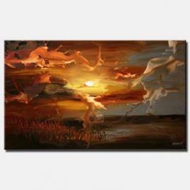canvas print of abstract landscape of sunset