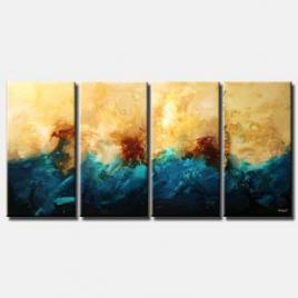 canvas print of multi panel blue and yellow decor