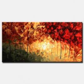 canvas print of brown and red forest landscape