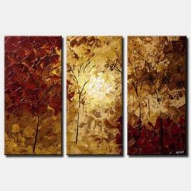 canvas print of textured painting red forest
