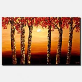 canvas print of cherry trees at sunrise