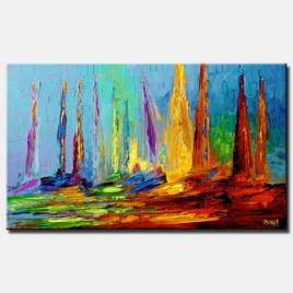 canvas print of colorful sail boats on sea