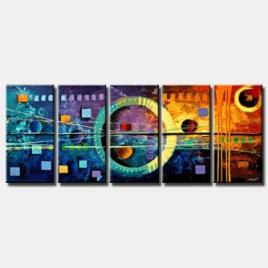 canvas print of colorful geometric painting squares and circles