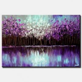 canvas print of purple forest reflected in the lake