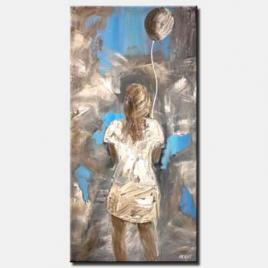 canvas print of painting of girl holding a baloon