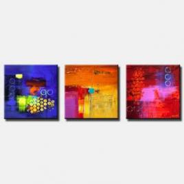 three colorful contemporary abstract paintings