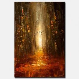 canvas print of abstract painting of city street in rusty red