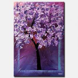 canvas print of blooming cherry tree in lavender colors