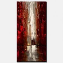 canvas print of abstract cityscape of red skyscrapers