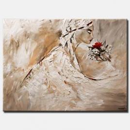 canvas print of painting of woman smelling rose