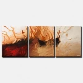 canvas print of red abstract triptych for wall decor