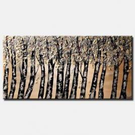 black silver blooming tree abstract painting