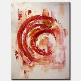 contemporary red white abstract painting textured palette knife