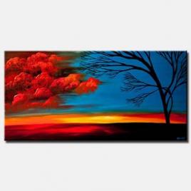 canvas print of sunset with red clouds