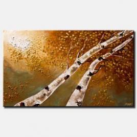 canvas print of two birch trees reaching each other