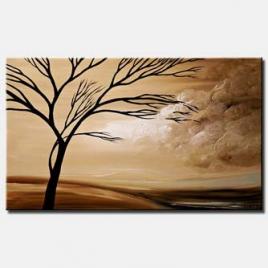 canvas print of earth tones landscape of tree over clouds