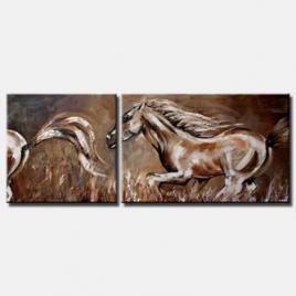 canvas print of diptych of horses running
