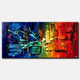canvas print of colorful abstract cityscape