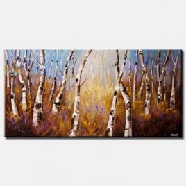 canvas print of enchanted forest of birch trees