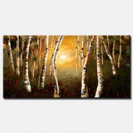 canvas print of birch trees painting