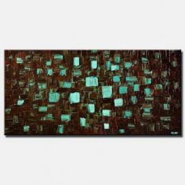 canvas print of abstract turqouise brown painting