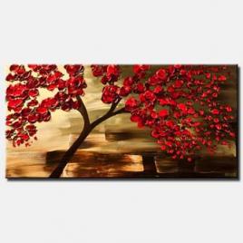 canvas print of decorative red tree painting