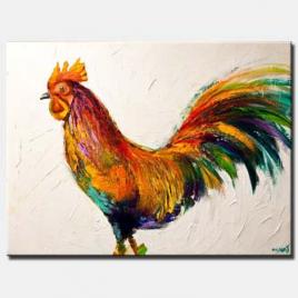 canvas print of  Colorful Abstract Rooster Palette Knife
