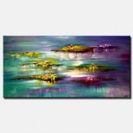 canvas print of  Abstract Lilly Pads Modern Palette Knife