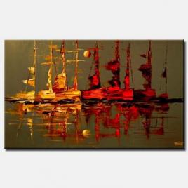 canvas print of modern palette knife sail boats