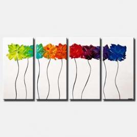 canvas print of colorful blooming abstract textured flowers