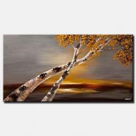 canvas print of Birch tree abstract landscape textured painting