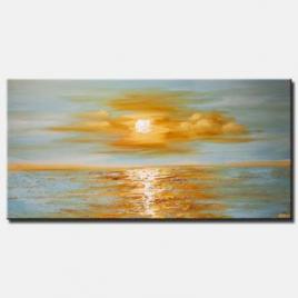 canvas print of modern palette knife abstract sea sunrise