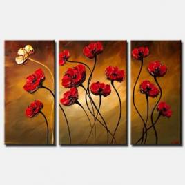 canvas print of red poppies modern palette knife