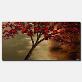 canvas print of abstract contemporary red blooming tree