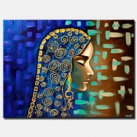 canvas print of abstract portrait painting modern palette knife