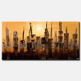 canvas print of abstract skyscrapers city painting