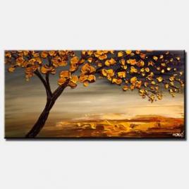 canvas print of blooming-tree-modern-abstract-landscape-painting