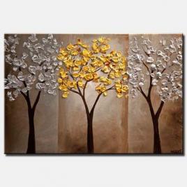 canvas print of gold silver tree painting textured