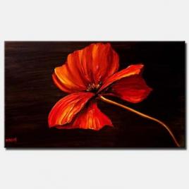 canvas print of red poppy modern palette knife painting
