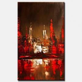 canvas print of abstract city painting skyline palette knife