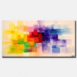 canvas print of colorful modern abstract palette knife textured