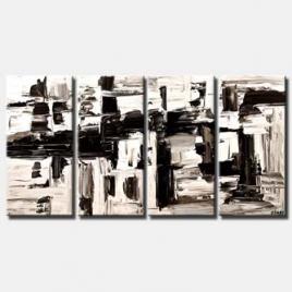 black white contemporary abstract painting textured modern palette knife