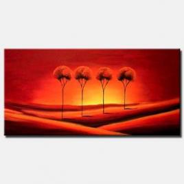 red desert trees painting
